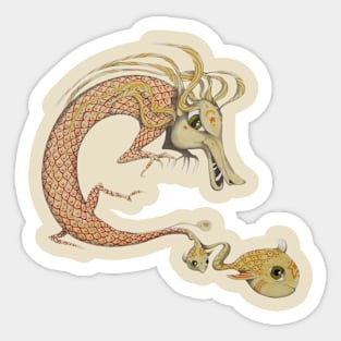 dragon and fish Sticker